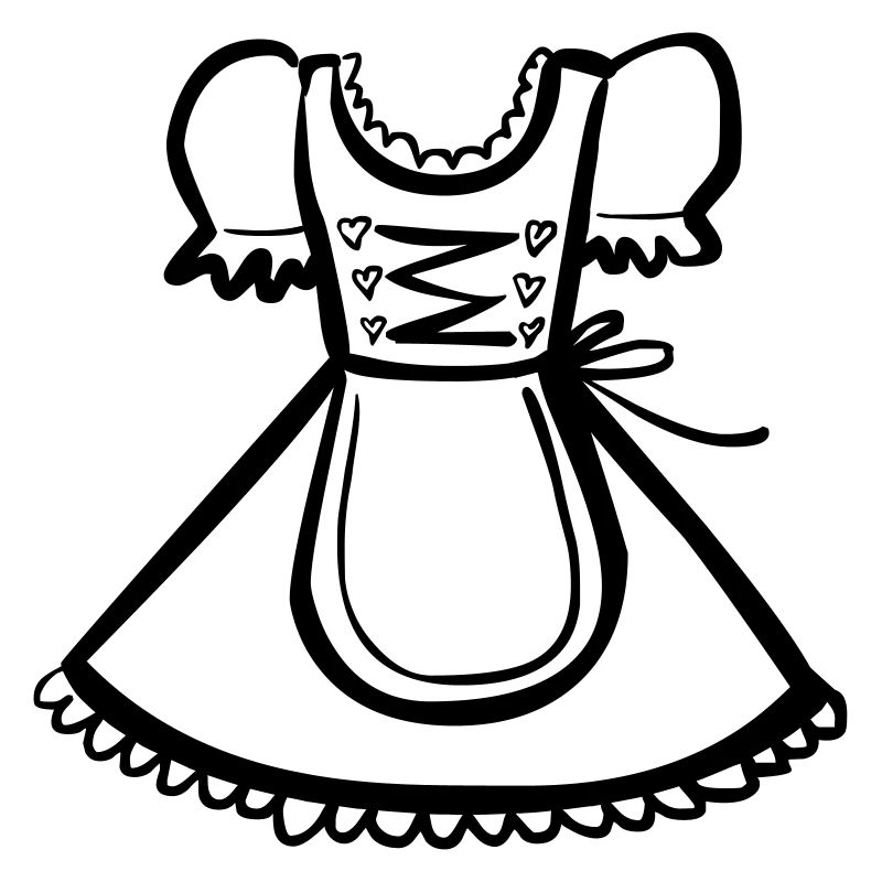 Dirndl – Schwarz-Weiß-Zeichnung – einfärbbar