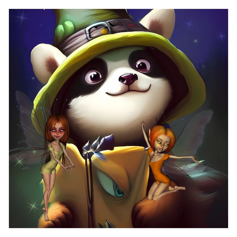 Panda mignon avec des petites fées