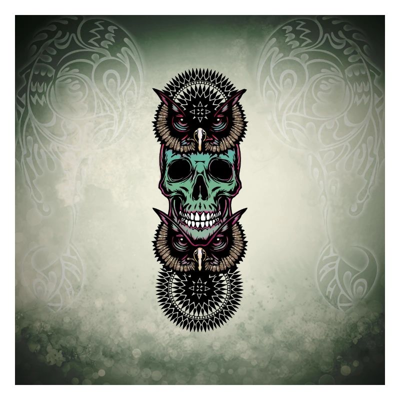 Totenkopf mit Eule