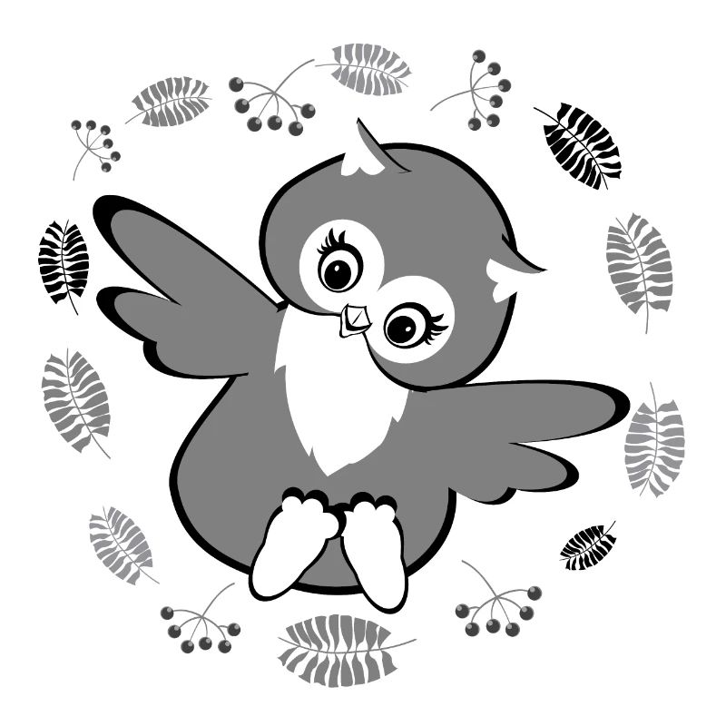 Verspielte Eule im Herbstlaub