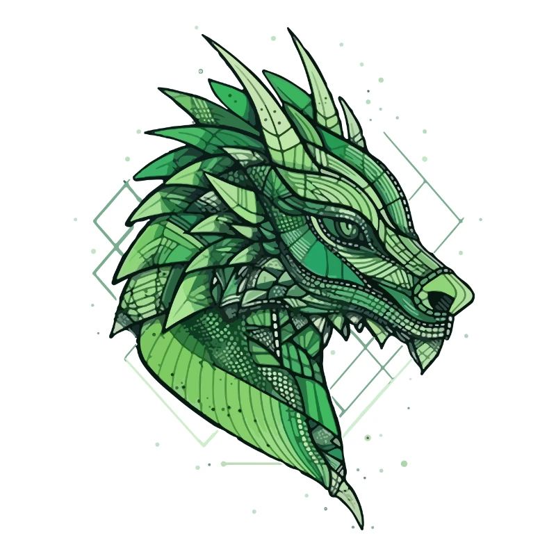 Stylized, geometric dragon