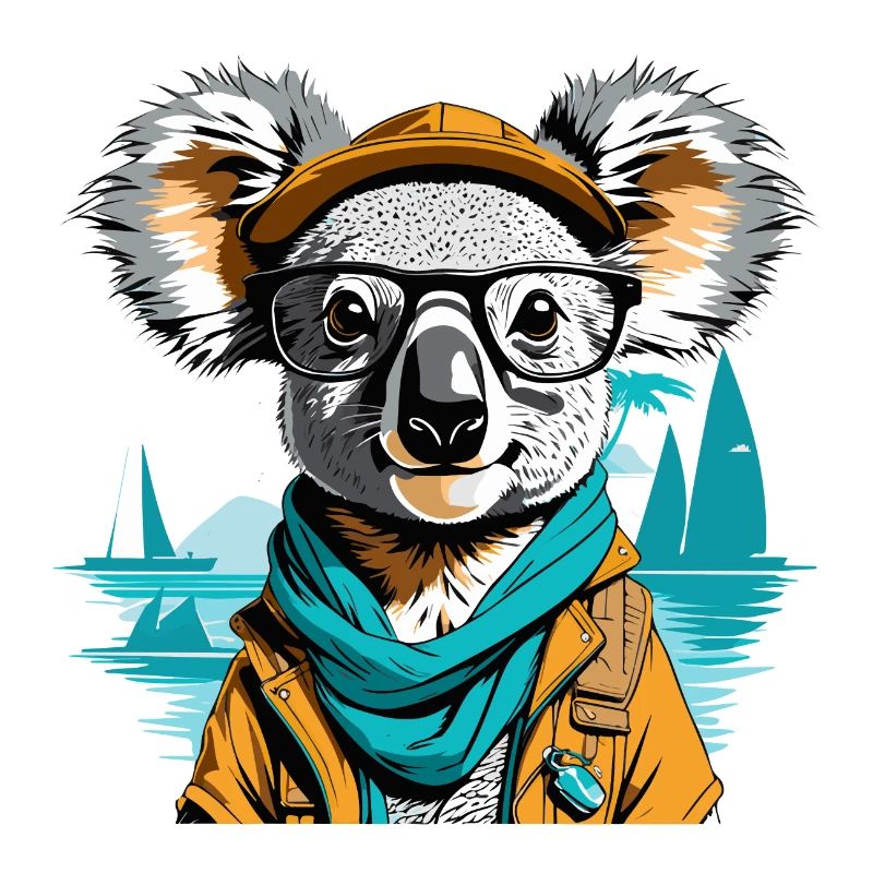 Expédition koala en bord de mer - illustration