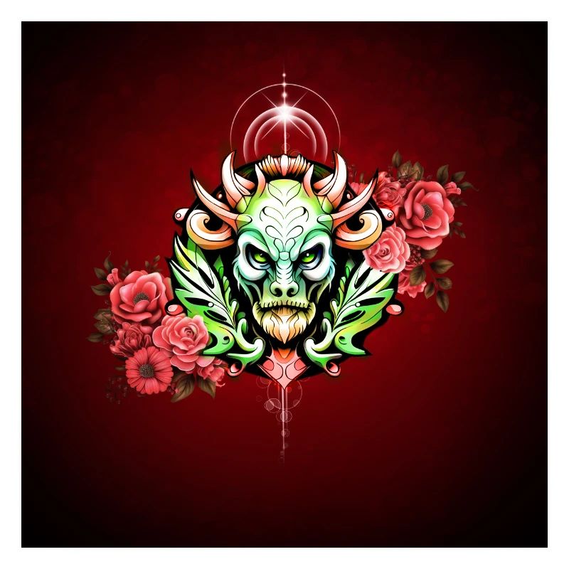 Mystérieuse créature colorée avec des fleurs