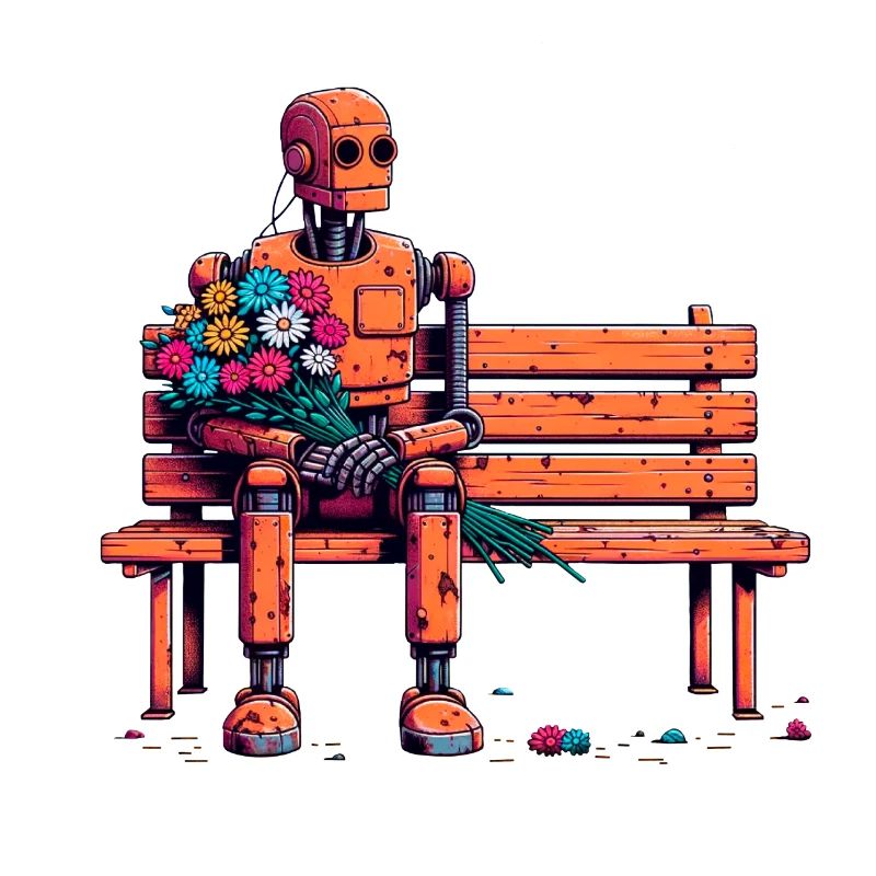 Robot Fleurs Rouillées Robot Amour Romance