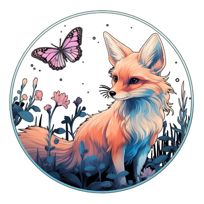 Renard avec papillon