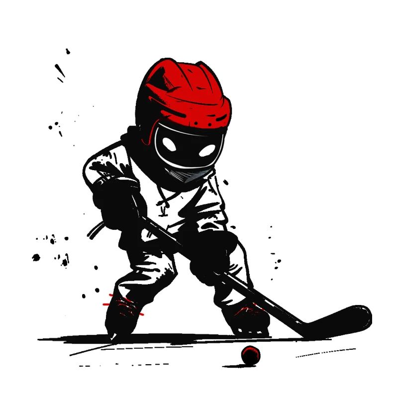 Eishockeyspieler mit rotem Helm