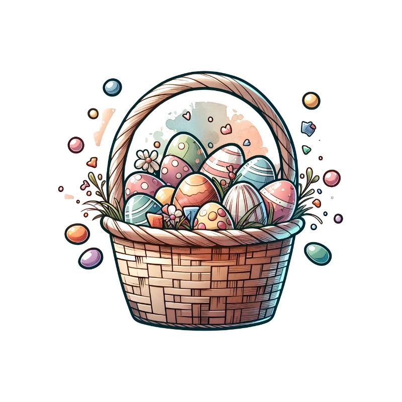 Panier d’oeufs de Pâques mignon couleur Pastel doux