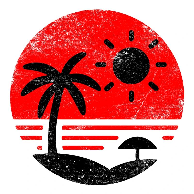Vintage Beach Red Black