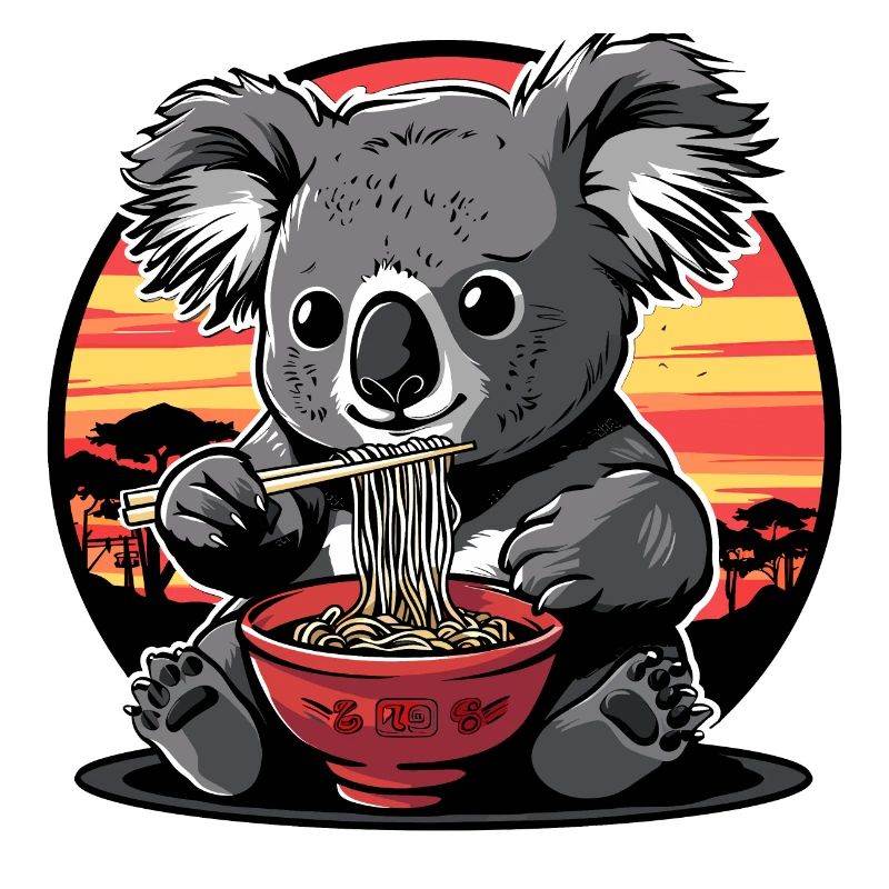 Drôle Koala Ours Ramen Nouilles Koala Ours Koala Koala