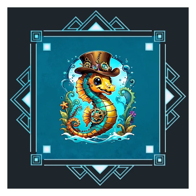 Cute steampunk seahorse