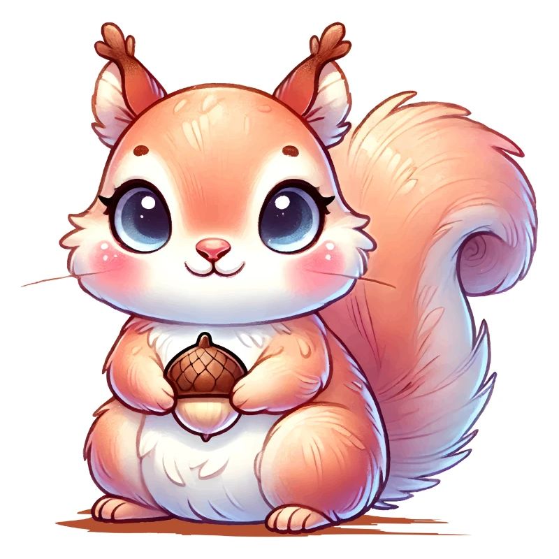 L’écureuil mignon avec sa nourriture préférée