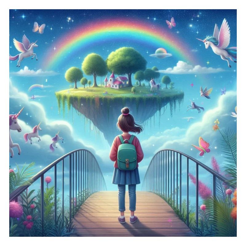 Imaginative sky streams with unicorns