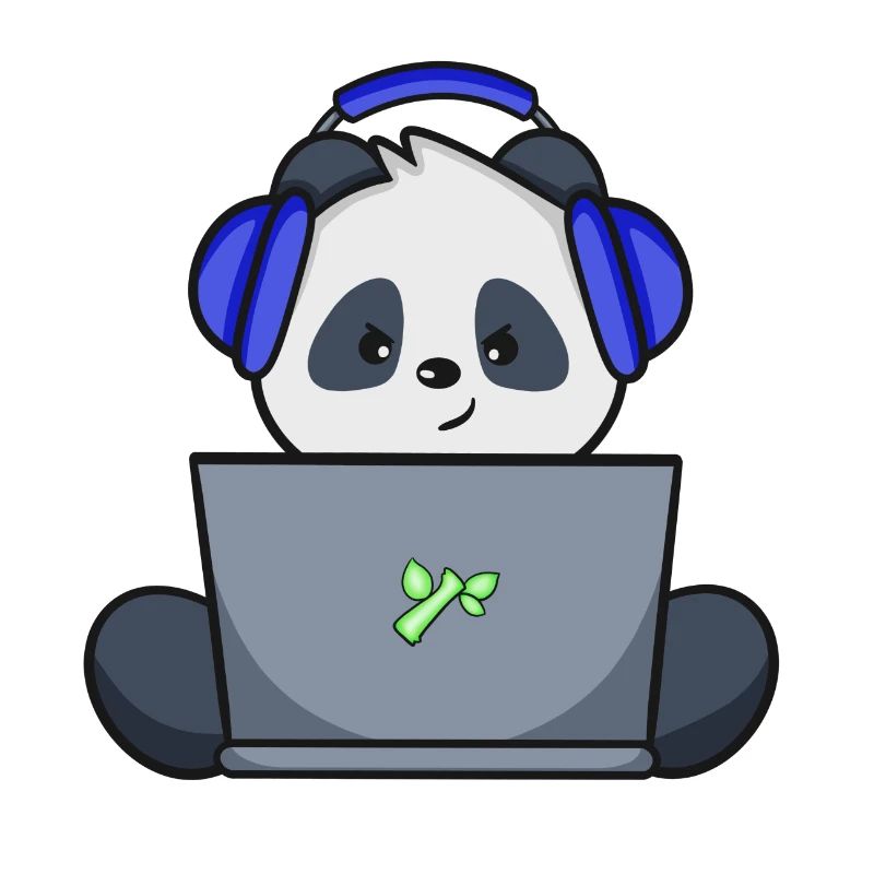 Gaming Panda avec casque bleu