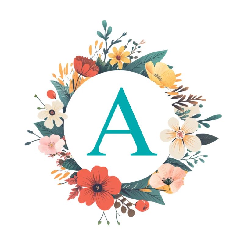 A Monogramm, Blumen-Kranz, personalisierbar