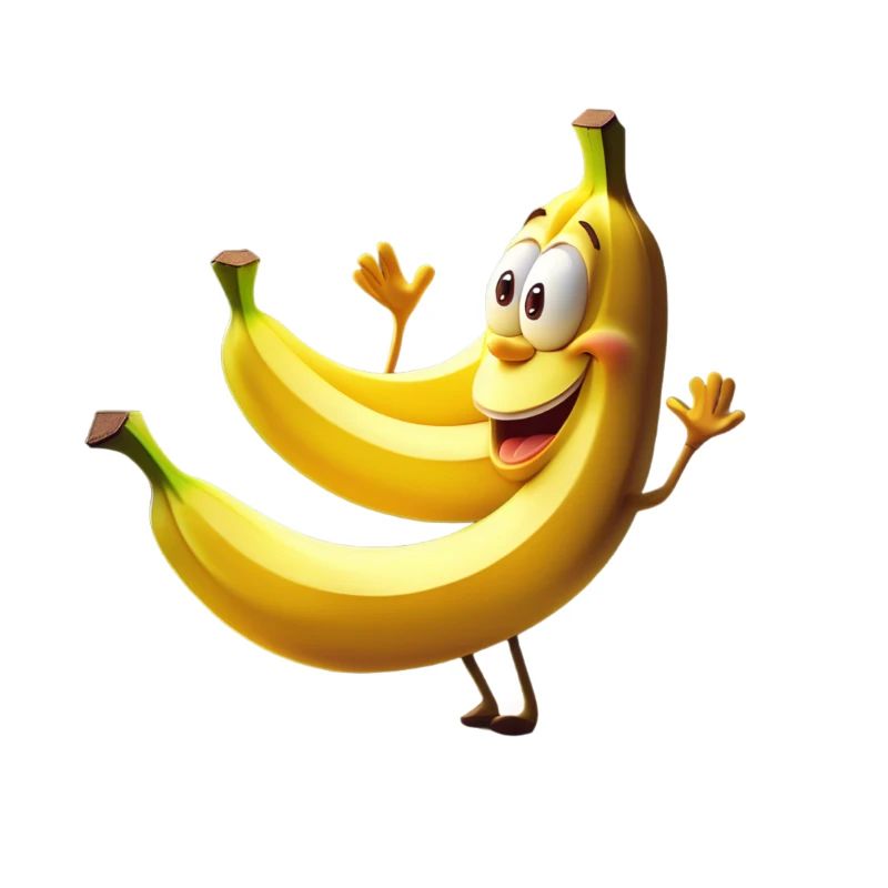 Banane de dessin animé joyeux avec visage - drôle
