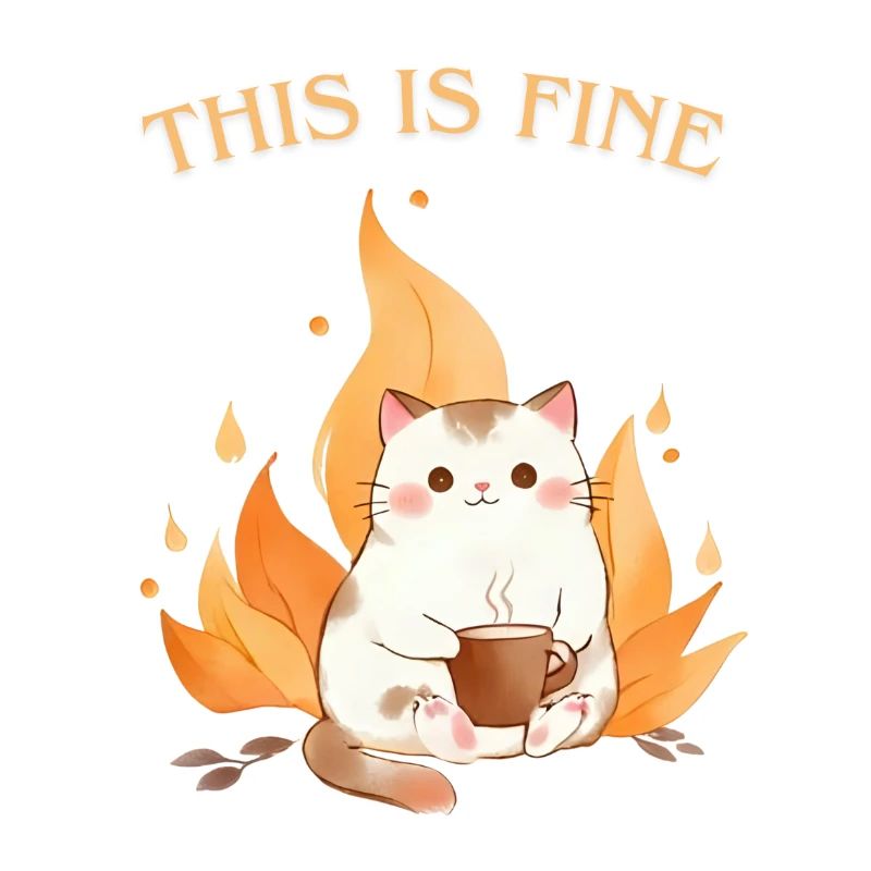 This is fine meme. Katze steht im Feuer