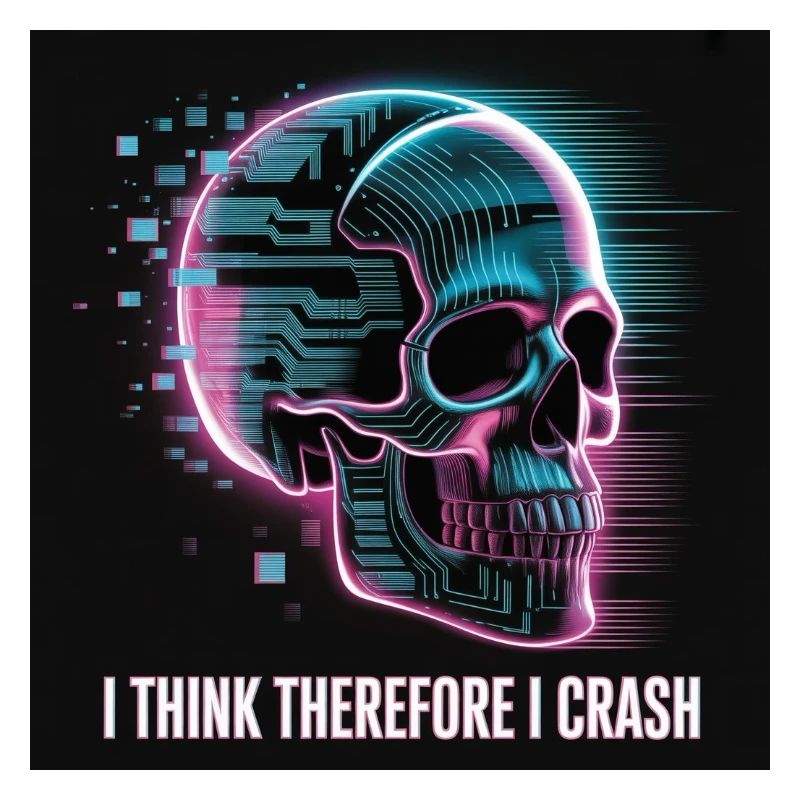 Crâne cyberpunk avec glitch numérique