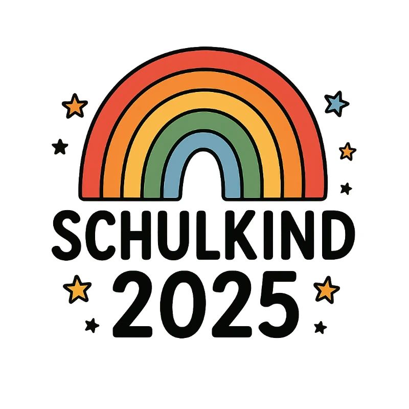 Schulkind 2025 mit Regenbogen 