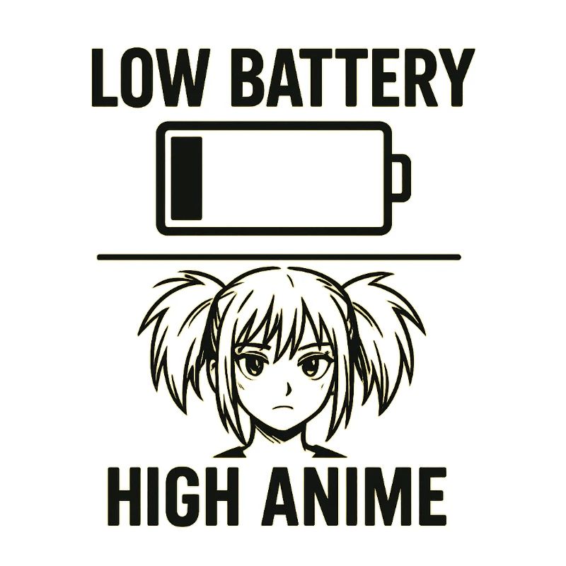 Anime Mädchen mit Akku Warnung
