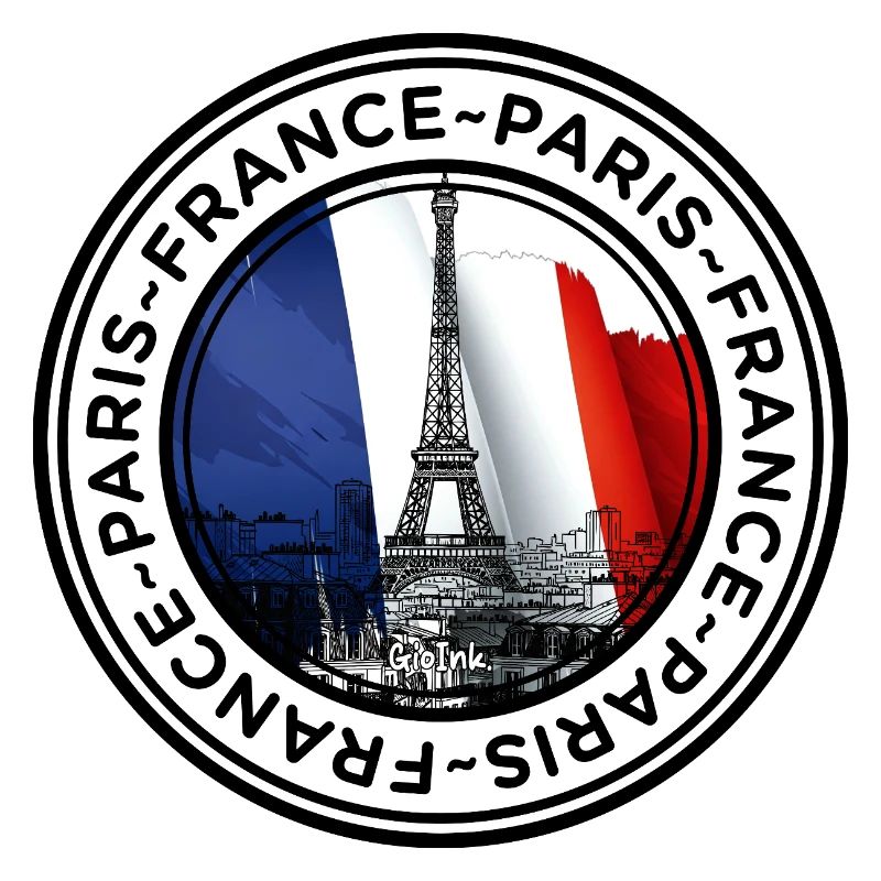 French Flag and Eiffel Tower Illustration