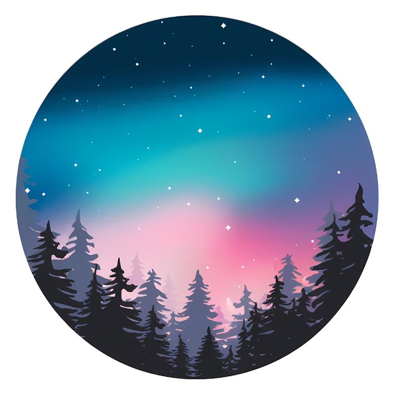 Nachthimmel, Aurora, Waldlandschaft