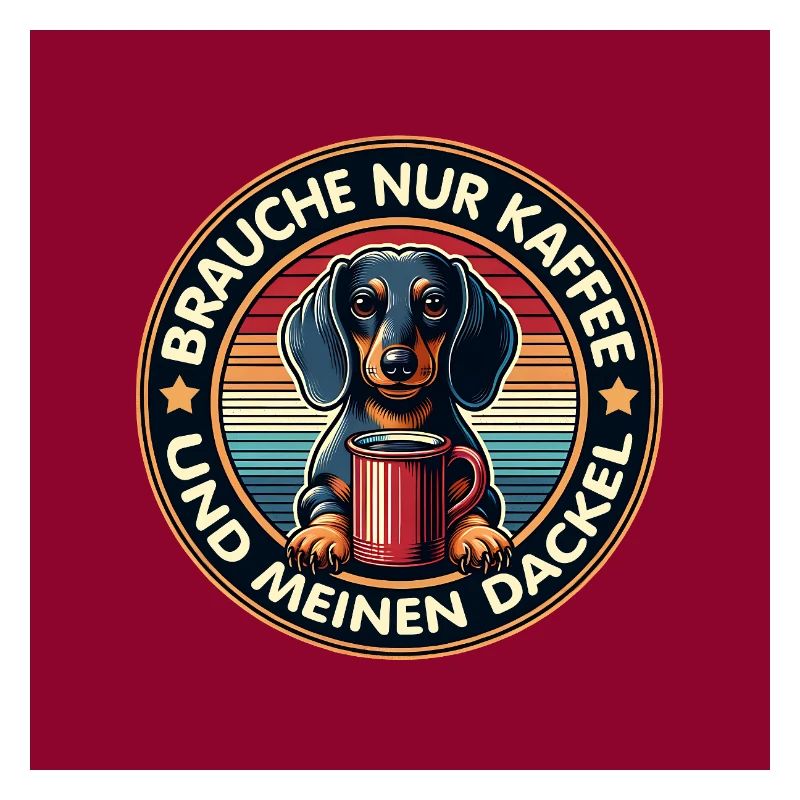 Teckel avec tasse à café