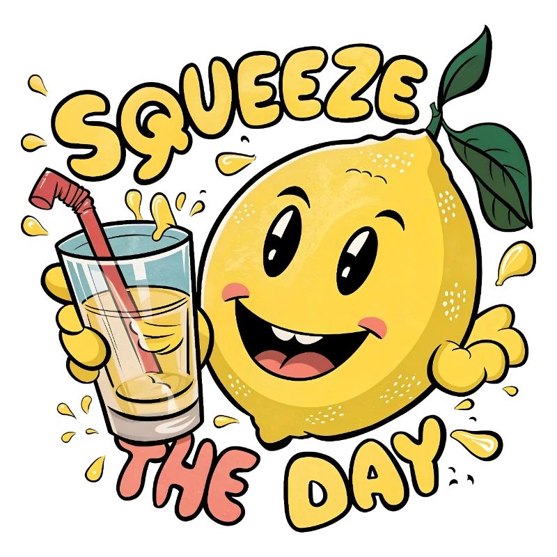 Squeeze The Day Lemon Cartoon