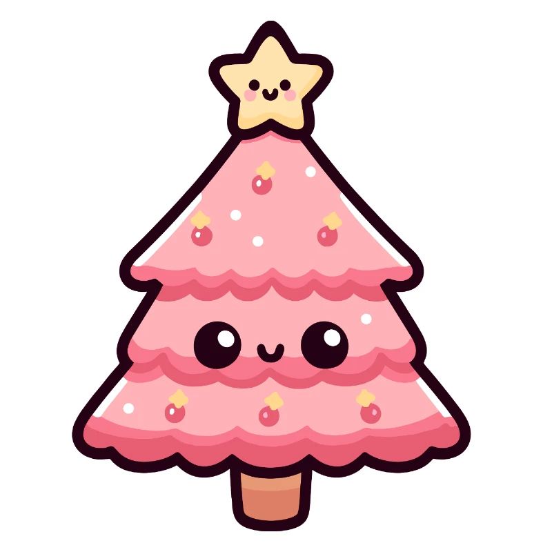 Kawaii Christmas Tree Illustration