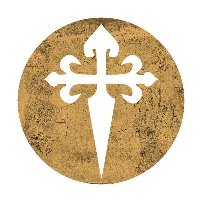 Croix de Saint-Jacques cercle doré illustration