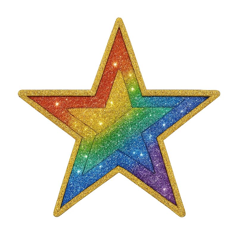 Motif de patch étoile à paillettes arc-en-ciel