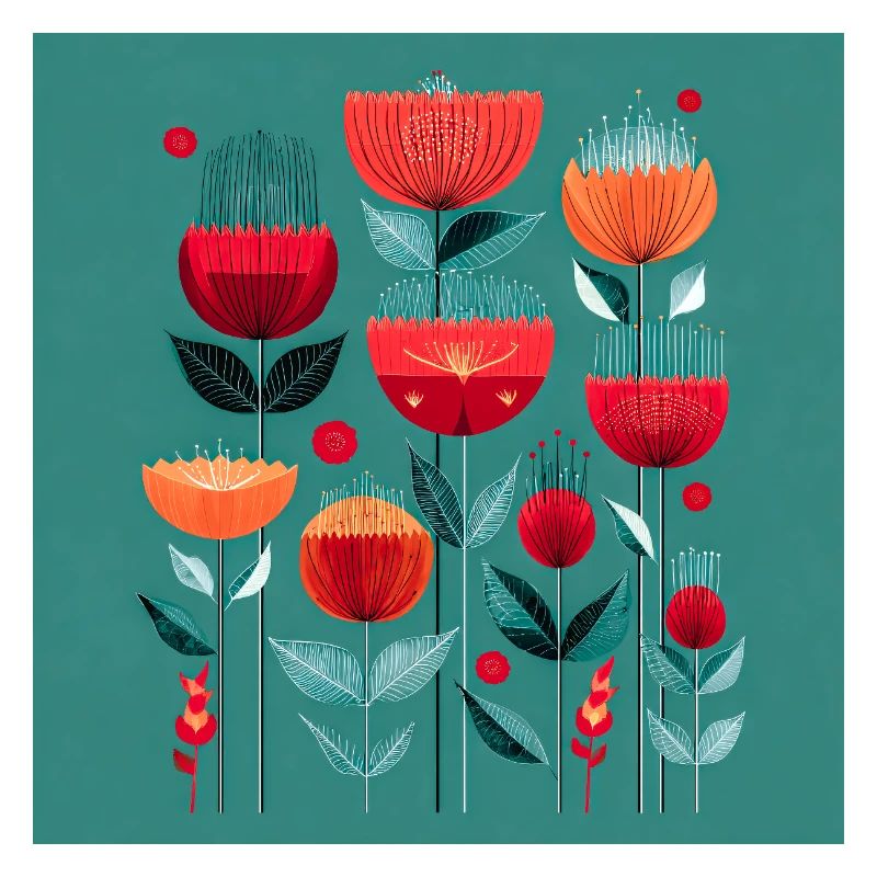 Abstract flowers in bright colors