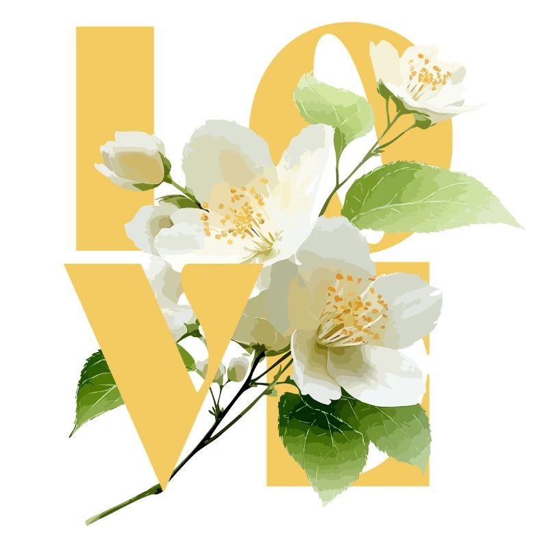 Elegante Jasmin Blumige Liebe Typografie