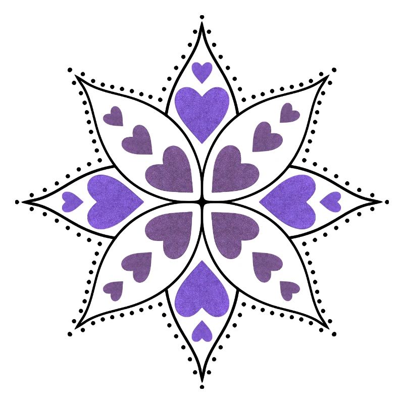 Mandala cœurs violets