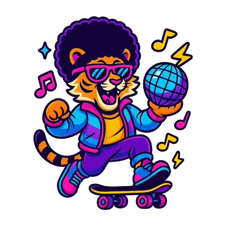 Lion DJ in retro design