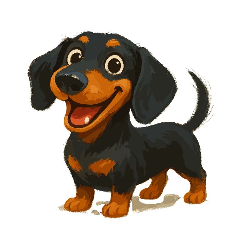 Teckel de dessin animé joyeux - Motif de chien mignon