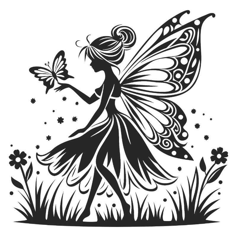 Fée au clair de lune avec silhouette de papillon
