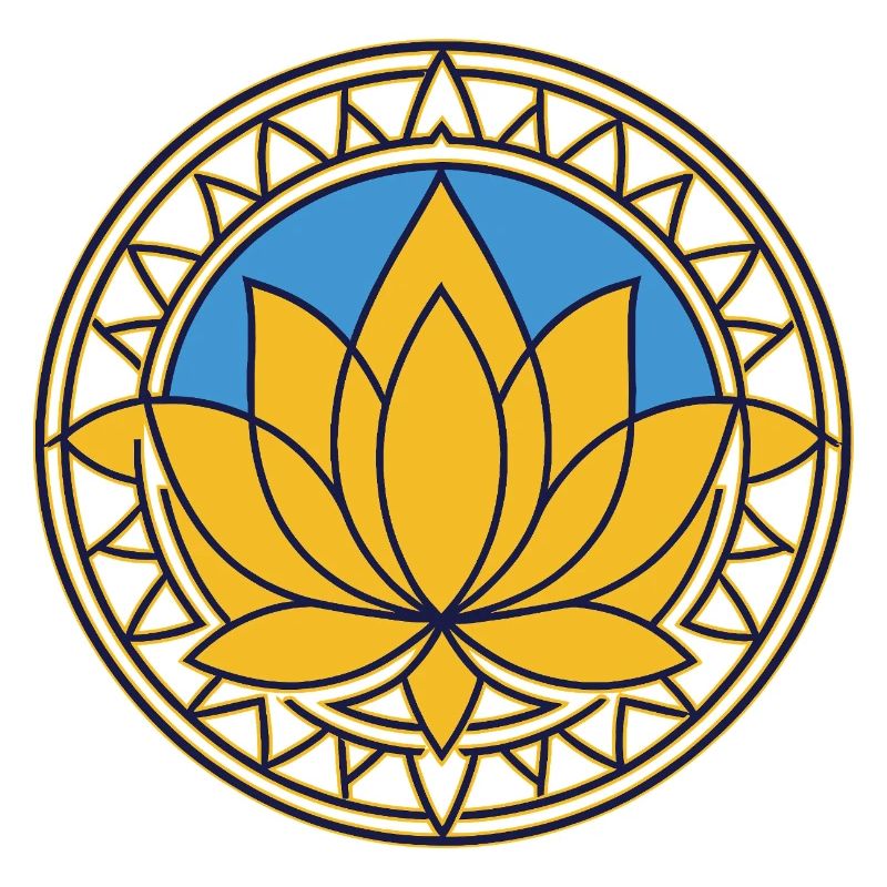 Lotus Mandala Doré sur Bleu