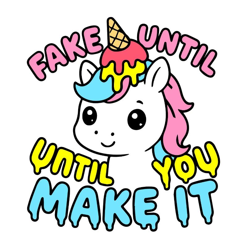 Süßes Kawaii Einhorn – Fake It Until You Make It