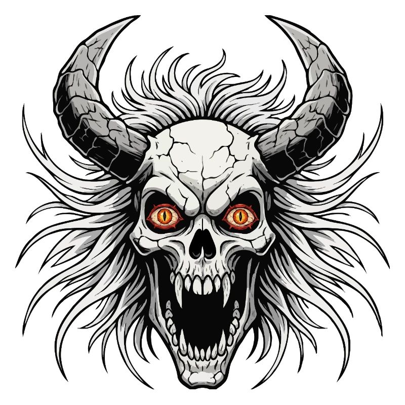 Crâne de diable avec des cornes