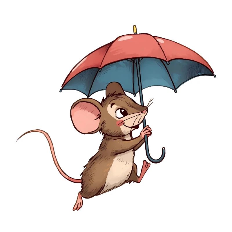 Süße Maus mit Regenschirm – Regnerischer Herbsttag