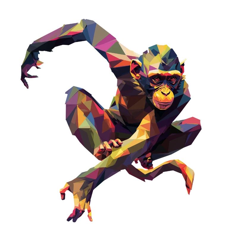 Géométrique Coloré Singe