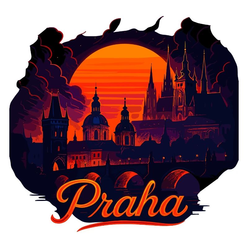 Praha Abendlicht Skyline Abendrot Geschenk
