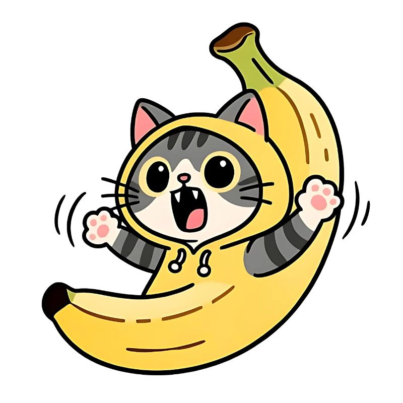 Chat Banane Kawaii