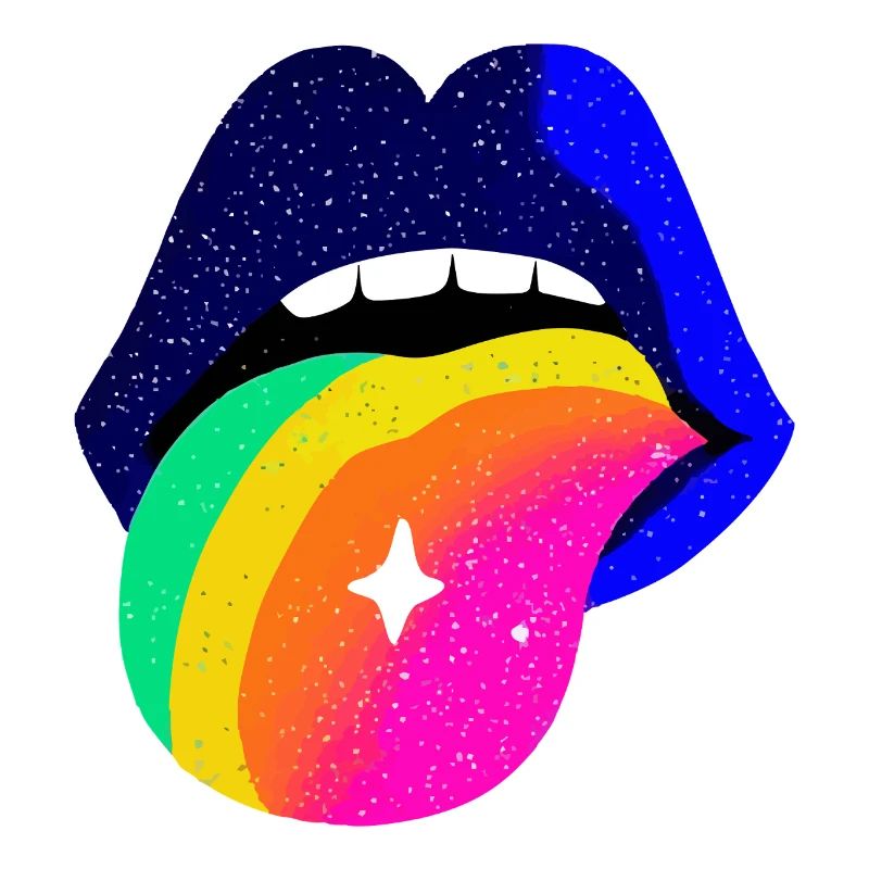 Rainbow Tongue Pop Art Lips