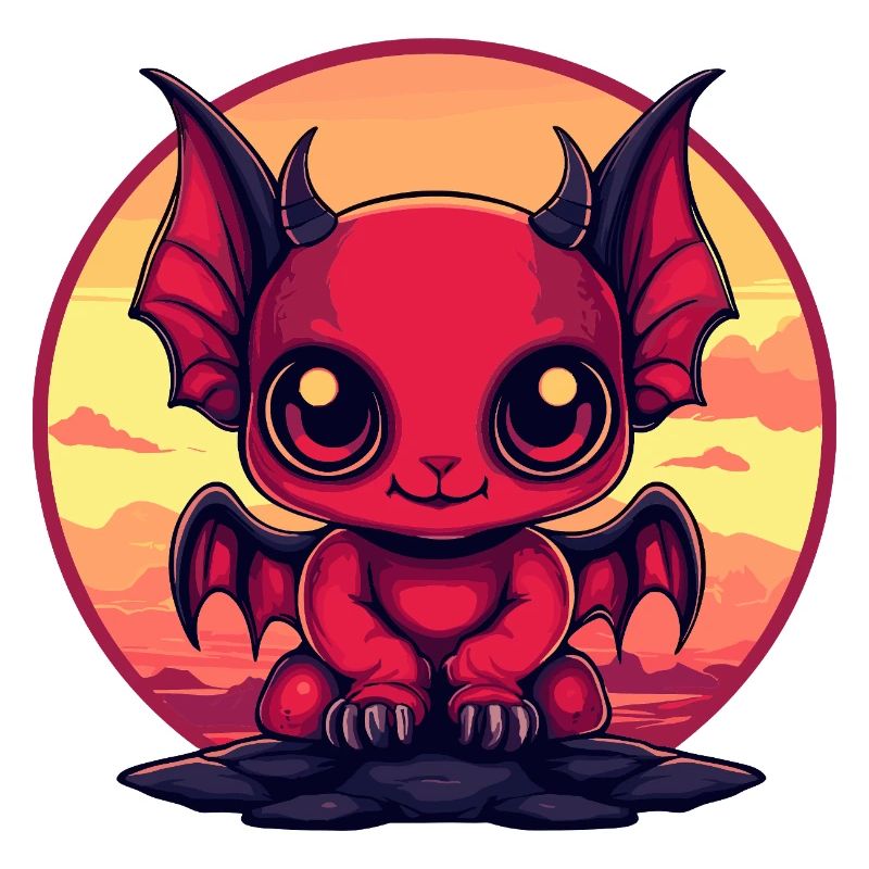 Roter Dämonen-Kobold am Abend