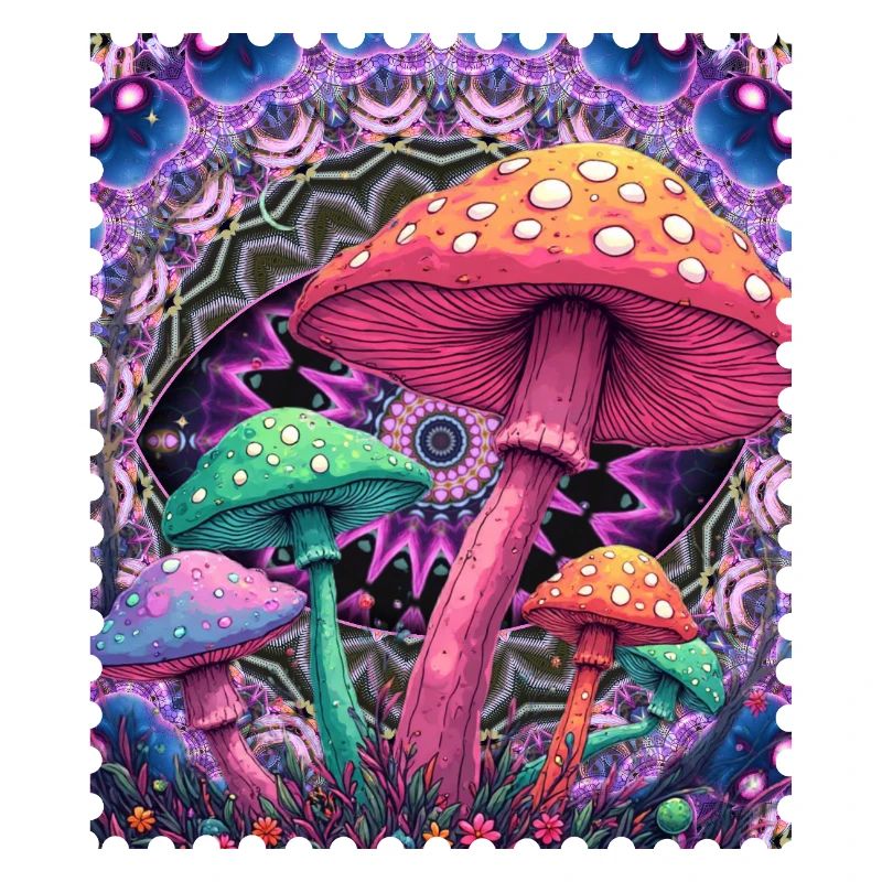 Psychedelic Mushroom Shapes Neon