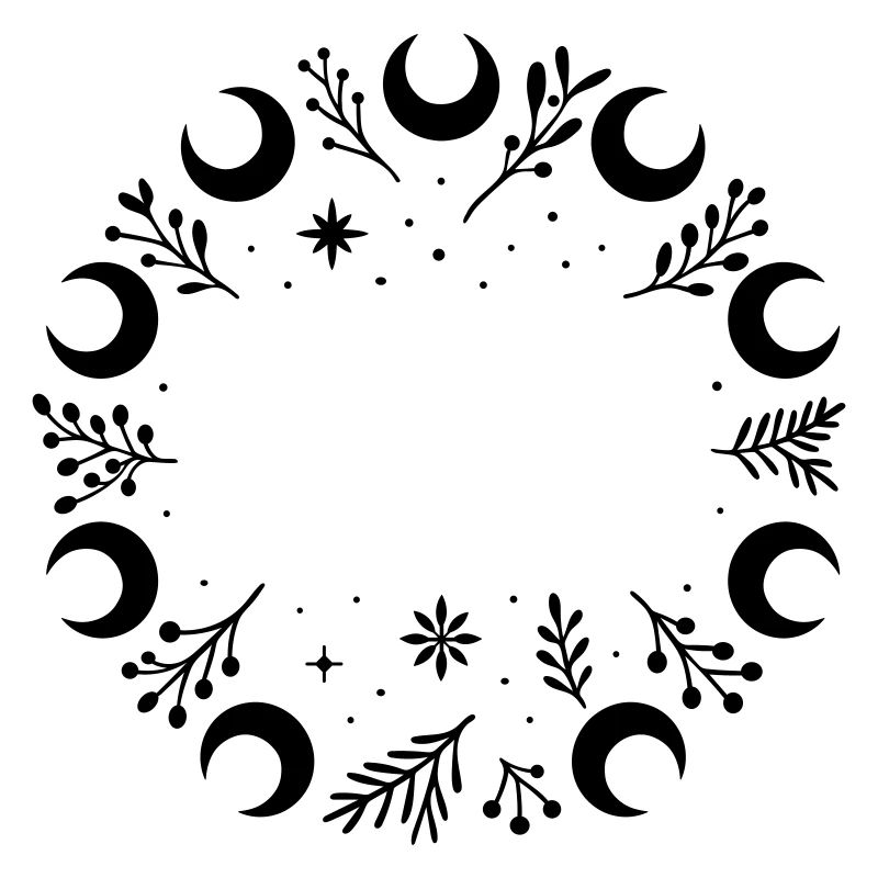 Couronne de Noël mystique avec lunes, branches et étoiles