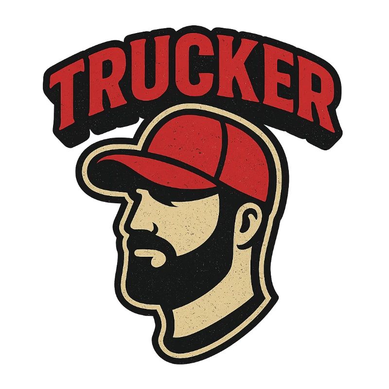 Trucker head with red cap