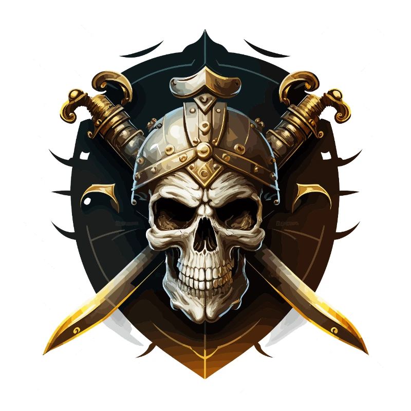 Skull warrior with helmet and blades