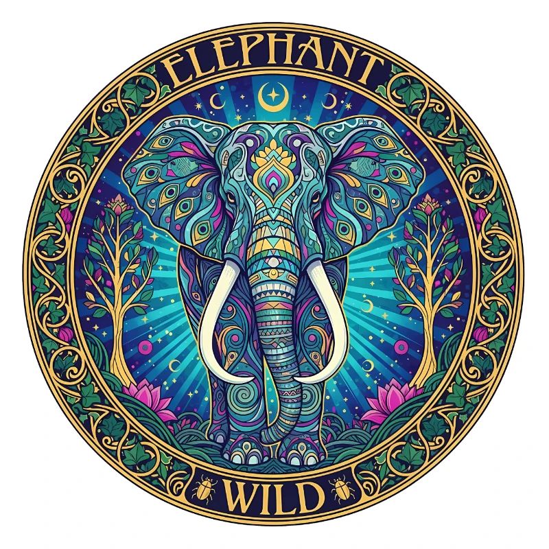 Wild Elephant Mandala Circle
